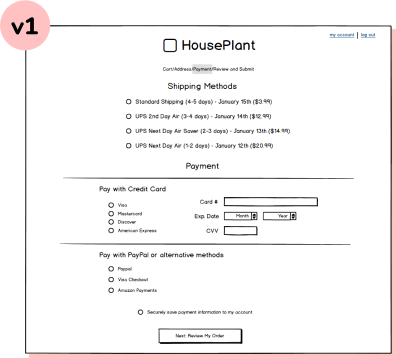 shipping and payment iteration one